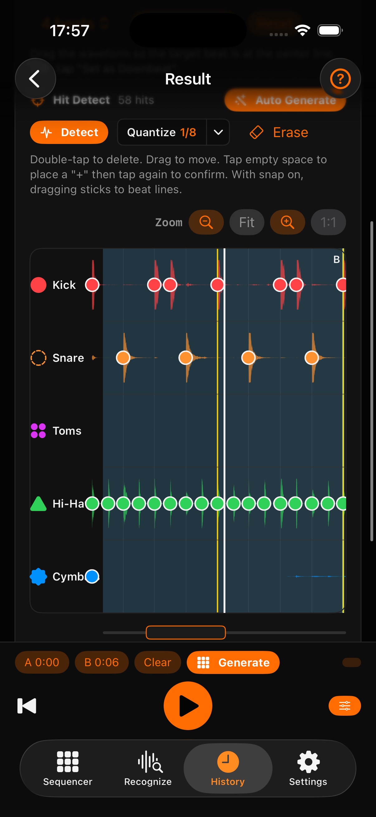 Drum AI Stem View on iOS